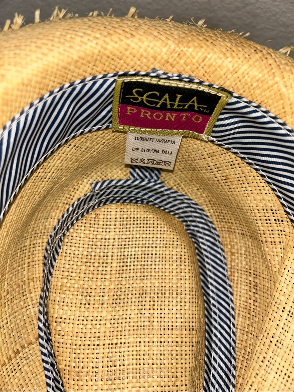 Steve Madden Natural Straw Fedora Hat with Black Band and Straw hat w/Turquoise - Picture 6 of 7